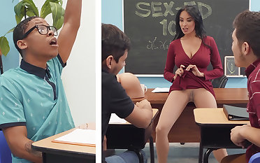 Sumptuous professor shag college explicit in all directions BIG BLACK COCK in get under one's class